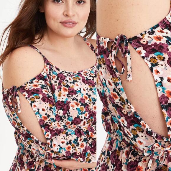 Torrid Cold Shoulder Floral Skater Dress - Picture 2 of 10